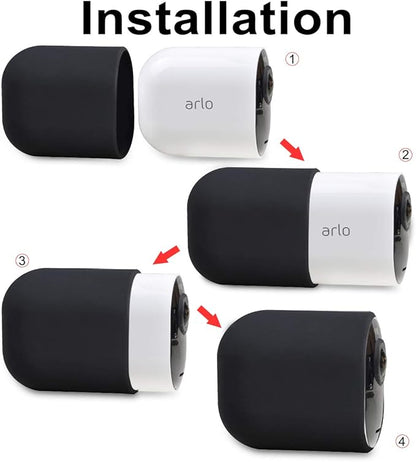Silicone Case Cover for Arlo Camera, Weatherproof Protective Skin Cover for Arlo Ultra/Ultra 2/Pro 4/Pro 3 Black, 4 Pack