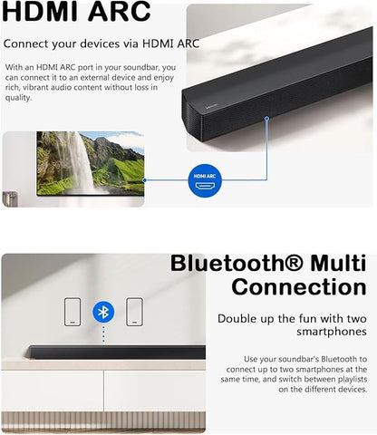 Samsung Soundbar HW-B650F 3.1ch with Subwoofer, Dolby Audio, Powerful Bass Sound Bar for TV, Clear Dialogue, Home Theater Audio System for Movies, Gaming & Music