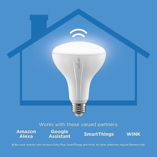 Sengled Smart LED Soft White BR30 Bulb, 2700K 65W Equivalent, Compatible with Alexa, Google Assistant & SmartThings (3 Pack Kit, 3 Light Bulbs & Hub)