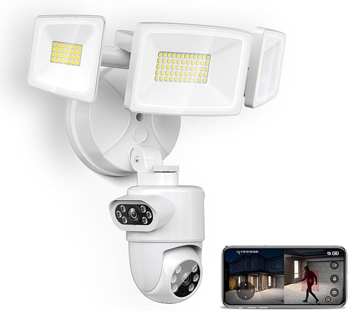 Onforu Dual Lens Floodlight Camera Outdoor 5500LM, 4MP 360°View Auto Tracking Smart Security Flood Light Surveillance Camera Wired, Motion Detection Flood Lighting Dual Cam, Night Vision, 2-Way Audio