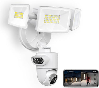 Onforu Dual Lens Floodlight Camera Outdoor 5500LM, 4MP 360°View Auto Tracking Smart Security Flood Light Surveillance Camera Wired, Motion Detection Flood Lighting Dual Cam, Night Vision, 2-Way Audio