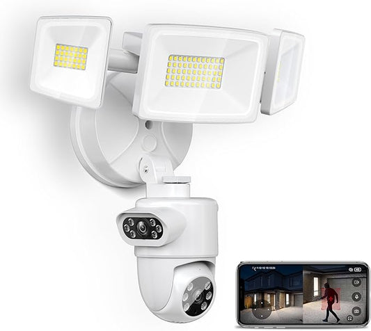 Onforu Dual Lens Floodlight Camera Outdoor 5500LM, 4MP 360°View Auto Tracking Smart Security Flood Light Surveillance Camera Wired, Motion Detection Flood Lighting Dual Cam, Night Vision, 2-Way Audio