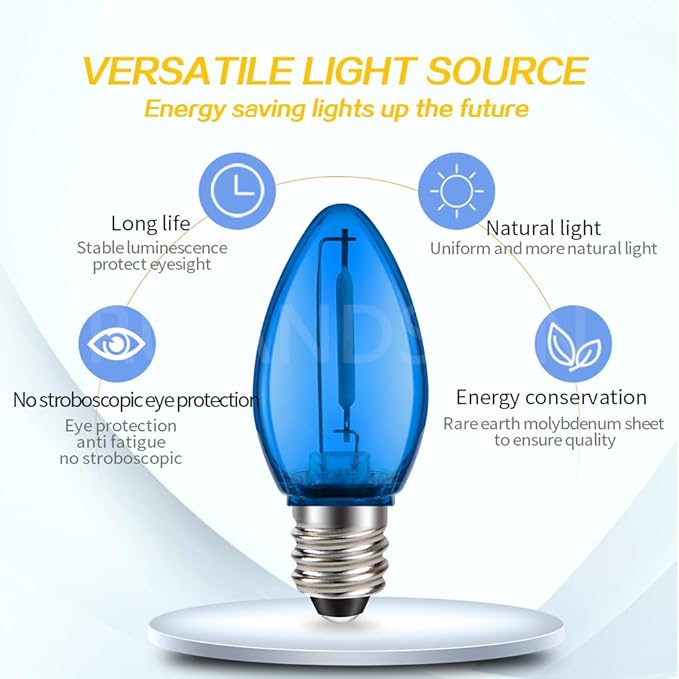 Ruiandsion E12 LED Bulb 110V Blue Screw Base for Display Cabinet Photography Christmas Strings Chandeliers Night Lights Pack of 10