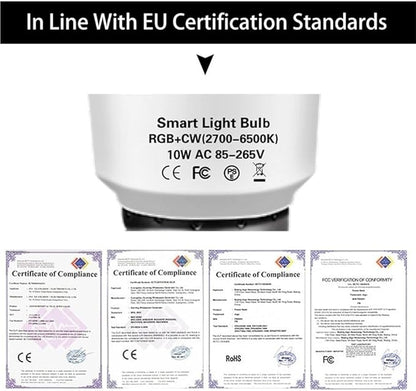 Bulbs, Pack of 10, LED Smart Bulb AC85-265V E27 10W/12W/15W/18W RGBCW Voice Controlled Lamps(10W)