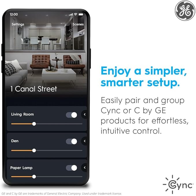 GE CYNC Reveal HD+ Wafer Smart LED Downlight Fixture, Color Changing Lights, WiFi and Bluetooth LED Lights, 16 Watts, Compatible with Alexa and Google Home, 4 Inches (6 Pack)