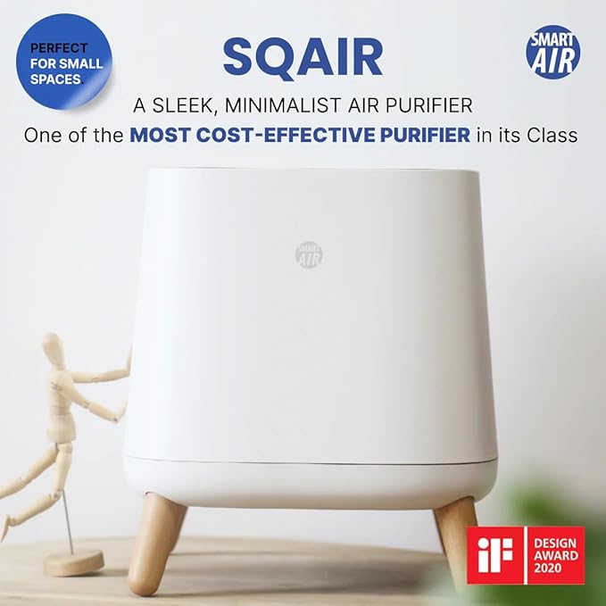 Smart Air(AKA Smart Health) Sqair Air Purifier|H13 HEPA 99.97%| Cleans up to 900 sq ft/30 mins, 23 - 52 dB| For Home, Bedroom, Office, Kitchen|Reduces Allergies, Smoke, Dust, Pet Odors