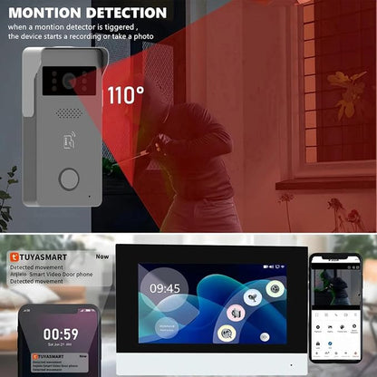 2 Wired Video Intercom System with 1080P Camera 7 Inch Touch Screen Monitor,WiFi Video Door Phone Kit,Motion Detect, 3 in 1 Remote Unlock,Tuya 32G