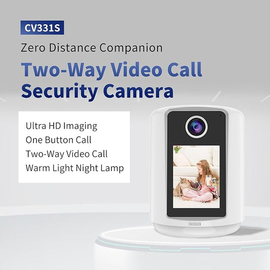 EVERSECU 2 Way Video Baby Camera with 2.4" HD Screen&Warm Nightlight, One-Button Video Call, 2K HD Resolution, Human Detection&Auto PTZ Tracking, Compatible with Alexa, SD Card&Cloud Storage(4pack)