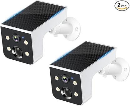 Thybro Solar Powered Security Camera Outdoor: 2 PCS AI Motion Detection 2K Outdoor Cameras Wireless - Continuous Power for Home & Business Monitoring
