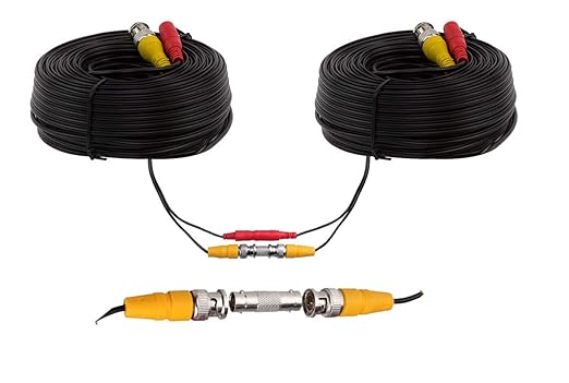 100ft Pre-Made All-in-One BNC Video and Power Cable with Connector for Surveillance CCTV Security Camera Video System - Black
