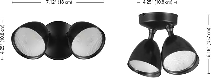 Globe Electric 17000186 20W Twin Head Black 1600 Lumens Wall Switch Activated Hardwired Outdoor Integrated LED Flood Light Security Light, Outside House Lights