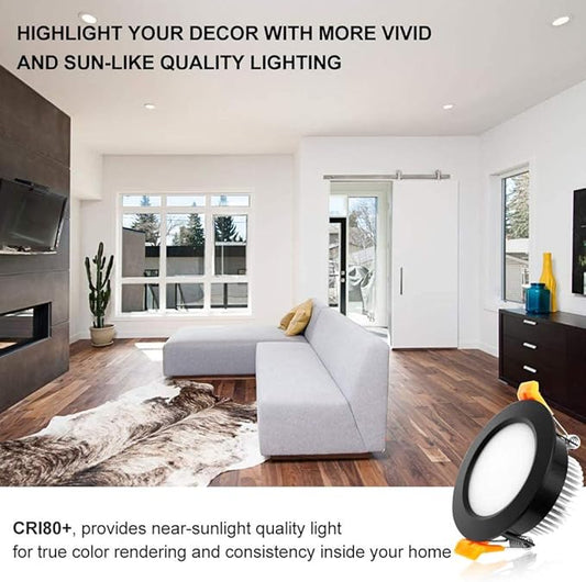 YGS-Tech 3 Inch LED Recessed Lighting, Dimmable Downlight 5W(40W Halogen Equivalent), CRI80, 4000K Natural White, Ceiling Light with LED Driver(1 Pack)