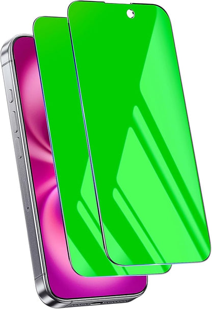 2 Pack for iPhone 14 Pro/15/16 Privacy Screen Protector Tempered Glass for 14 Pro/15/16 6.1 Inch Private Protective Film Anti-Blue Light Anti Spy No-Bubble Gradient Green [HD Clarity]