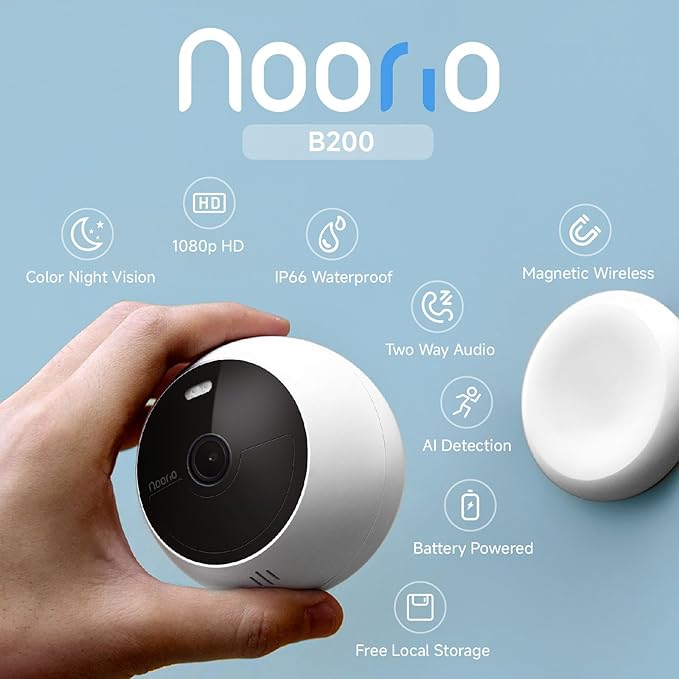 Noorio Home Security System with T120 Camera x1, B200 Camera x2，Hub x1
