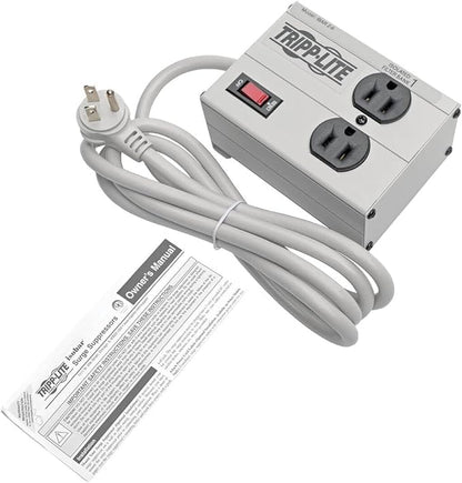 Tripp Lite ISOBAR2-6 Isobar 2 Outlet Heavy Duty Power Strip Surge Protector, 1410 Joules, 6ft Cord, Flat Plug, Metal Power Strip, Industrial Garage Work Shop Bench, Under Desk and Wall Mountable