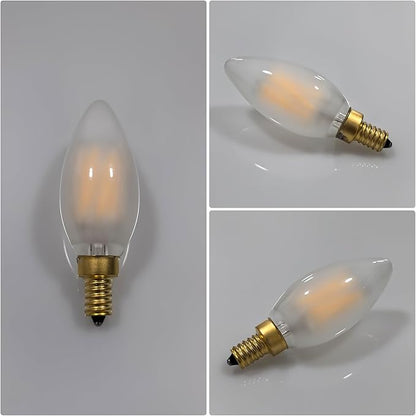 Type B/B11 E12 LED Filament Bulb, 6W/60W Equivalent 3000K Warm White – Frosted Glass, Dimmable, Ideal for Chandeliers & Ceiling Fans, 6-Pack(3000K)