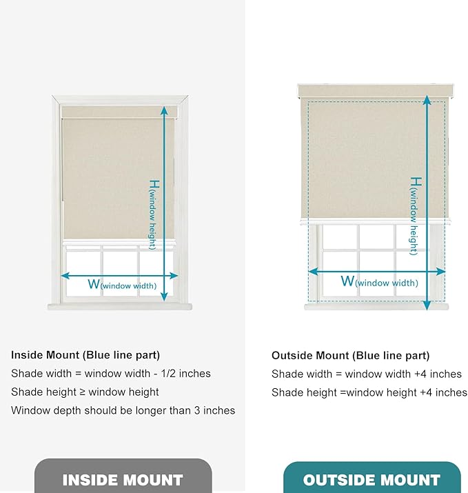 Changshade Custom Size Cordless Roller Shades with Valance, Blackout Roller Shades for Windows Roll-up Fabric Blinds with Thermal Insulated for French Door, Easy Installation Yellowish Beige