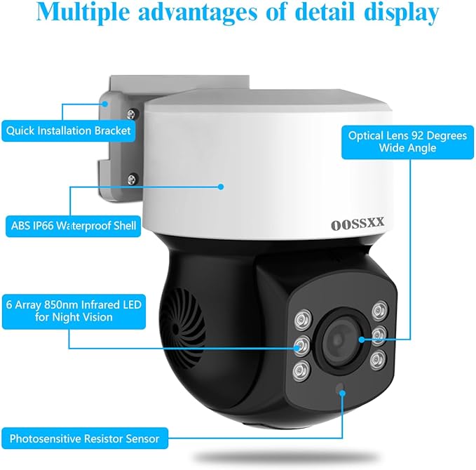 OOSSXX PTZ Full HD HD-Wired Outdoor Security Camera System Indoor House Dome PTZ 360 Camera Home DVR Systems Video Surveillance CCTV Cameras