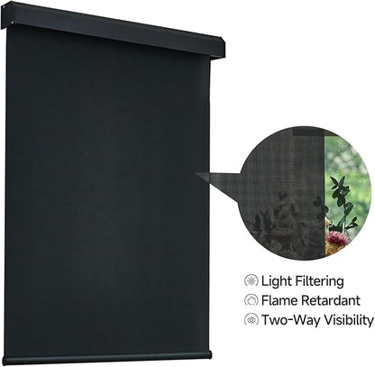 Motorized Light Filtering Roller Shades with Remote Control, Electric Smart Shades Compatible with Alexa and Google, Rechargeable, Customizable Size (fireproofing Black)
