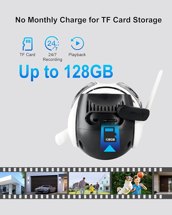 9MP Triple-Lens Wireless Outdoor Security Camera with 16FT Extension Cable, Three Cameras in One, 360° Pan/Tilt, No Blind Spot, Auto Tracking, 24/7 Recording, Night Vision, 2-Way Audio, IP66