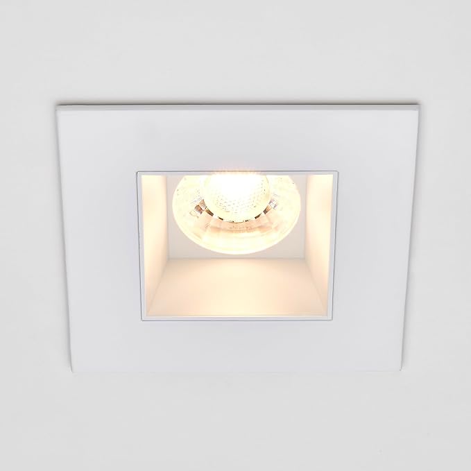 Maxxima 4 in. Ultra-Thin Recessed Anti-Glare LED Downlight, Canless IC Rated, 5 Color Temperature Selectable 2700K/3000K/3500K/4000K/5000K, Dimmable Square White Trim, 90 CRI