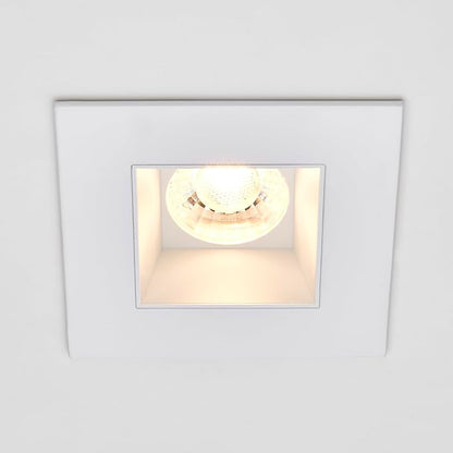 Maxxima 4 in. Ultra-Thin Recessed Anti-Glare LED Downlight, Canless IC Rated, 5 Color Temperature Selectable 2700K/3000K/3500K/4000K/5000K, Dimmable Square White Trim, 90 CRI