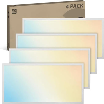 ASD 4 Pack 2x4 LED Flat Panel Light - 30/40/50W UL DLC | 6341LM 3500K 4000K 5000K Selectable Dimmable 2x4 LED Drop Ceiling Light Fixture | 2x4 Drop Ceiling Lights, Commercial Lights for Ceiling