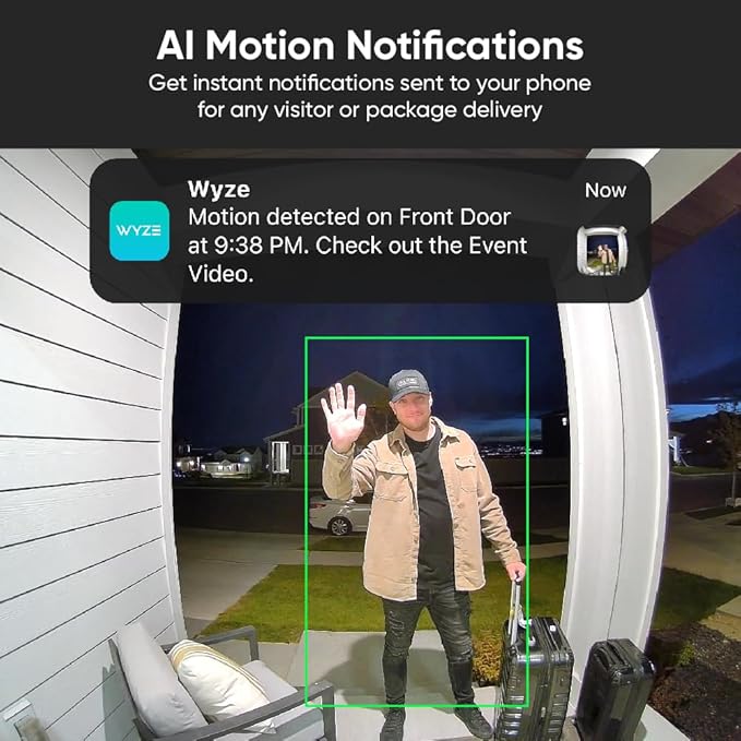 Wyze Video Doorbell v2, Wired, 2K Video, Two-Way Audio, Color Night Vision, Compatible with Alexa & Google Assistant, Black (Renewed)