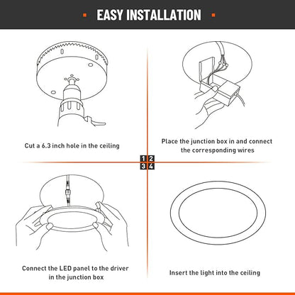 6 Pack Recessed Lighting 6 Inch with Junction Box, 5CCT 6 Inch Black LED Recessed Lights Dimmable 2700K/3000K/4000K/5000K/6000K, 15W1200lm Ultra Thin Recessed Lighting - ETL and Energy Star Certified