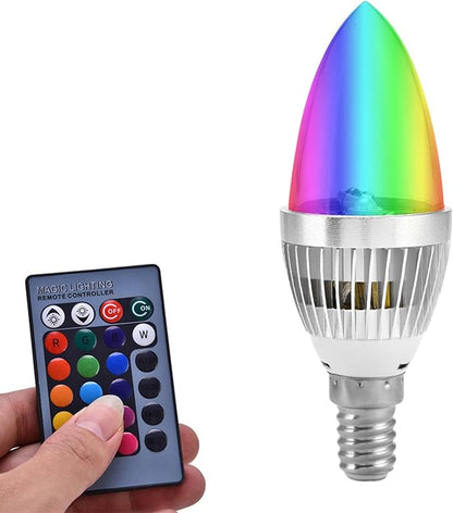 Cocoarm RGB Candle Light, E14 Led Bulb Color Changing Smart Bulb with Remote Control for Mood Lighting Corridors, Hotels, Bar, Cafe (E14 Transparent Cover)