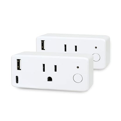 Feit Electric Smart Plug, Works with Alexa and Google Home, No hub Required, 2.4 GHz Network Only, Remote Control from Anywhere 15 Amp, Indoor Outlet for Home Appliances (Smart Plug + USB Ports, 2)