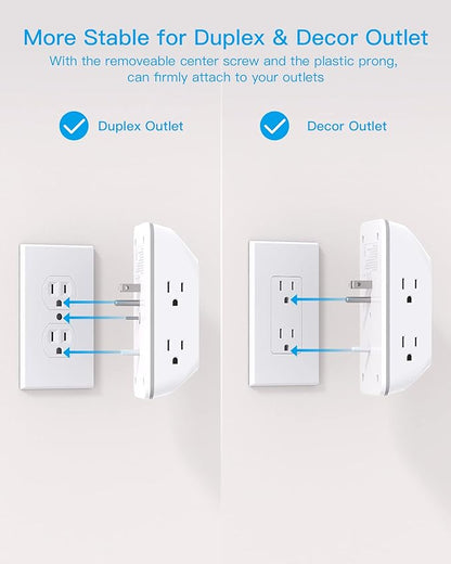 Outlet Extender with Night Light, HANYCONY Multi Plug Outlet, USB Wall Charger Surge Protector 4 USB Ports(1 USB C), Power Strip Electrical Outlet Splitter Expander for Home Office Dorm Room, ETL