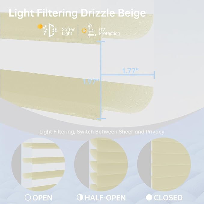 Motorized Sheer Shades with Remote, Automatic Dual-Layered Shades for Windows, Smart Light Filtering Blinds Compatible with Alexa, Custom Size (Light Filtering Drizzle Beige)