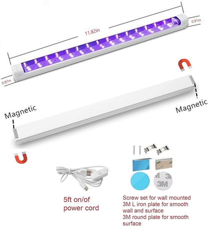 THLIFURE UV Black Light Bar USB DC 10W 1ft LED Blacklight Bar Strip Lights for Bedroom Fluorescent Paint Poster Party Glow in The Dark Light Magnet 2 Pack