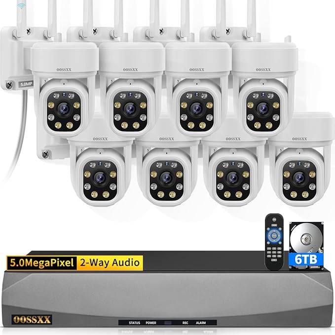 (2026 Update 90 Days Storage) 5MP PT Wireless Security Camera System with AI Human Tracking, Dual-Band 2.4G&5G WiFi, 130° Wide Angle, 2-Way Audio, No Monthly Fee, Outdoor Home Security Kit