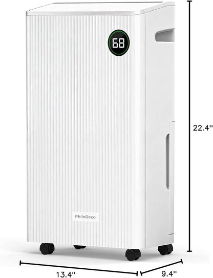 PHILODECO 80 Pint 4500 Sq.Ft Dehumidifier with Drain Hose, Automatic Defrosting, Intelligent Humidity Control with 24HR Timer, Smart Quiet Dehumidifier, for Basement, Bathroom, Bedroom, Home, White