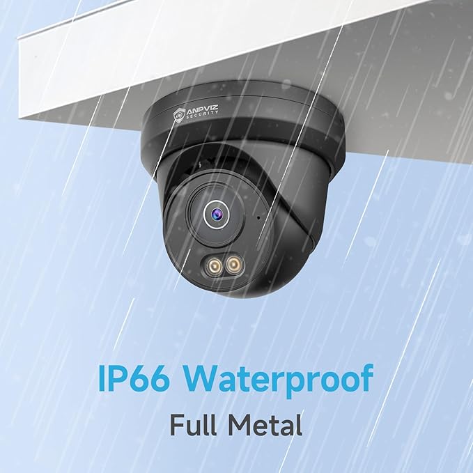 Anpviz 6MP PoE IP Camera Black, 3K Full Metal Turret Security IP Camera Outdoor Wired, Smart Dual Light Color Night Vision, AI Human Vehicle Detection, Built-in Mic, NDAA, IPC-D3B63B-S (U Series)