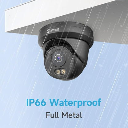 Anpviz 6MP PoE IP Camera Black, 3K Full Metal Turret Security IP Camera Outdoor Wired, Smart Dual Light Color Night Vision, AI Human Vehicle Detection, Built-in Mic, NDAA, IPC-D3B63B-S (U Series)