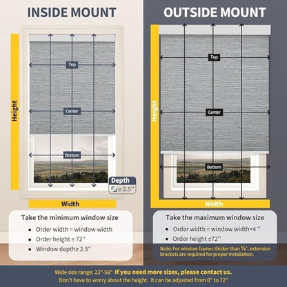 Motorized Blinds with Remote, Grasscloth Fabric Smart Blinds with Valance Cover, Blackout Electric Cordless Automatic Roller Shades,Gray 41" W x 72" H