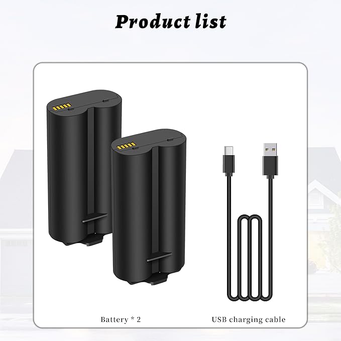 2-Pack 7000mah Battery Replacement for myQ Smart Garage Video Keypad Alarm System, Rechargeable Battery Compatible with MYQ 18650MH1-1S2P with USB-C Charging Cable, Li-ion 3.7V 25.9Wh