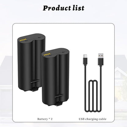 2-Pack 7000mah Battery Replacement for myQ Smart Garage Video Keypad Alarm System, Rechargeable Battery Compatible with MYQ 18650MH1-1S2P with USB-C Charging Cable, Li-ion 3.7V 25.9Wh