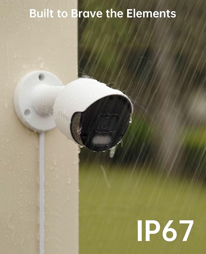 4K PoE Camera System, 4Pcs 8MP Security Camera System Outdoor with No Subscription, AI Detection, Color Night Vision, IP67 Waterproof, H.265 4K 8CH NVR with 64GB SD Card