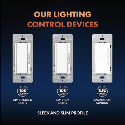 Newhouse Electric Single-Pole Light Switch and 3-Speed Fan Control TLFC-300W, Modern Wall Light and Fan Control Switch for Contemporary Interiors