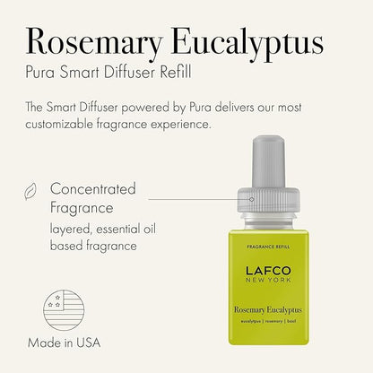 LAFCO New York Pura Smart Device Refill, Rosemary Eucalyptus - Pack of 2 - Each Vial Delivers Up to 2 Weeks of Fragrance Life - Made in the USA