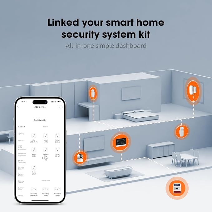 LWOHSI Wireless Home Alarm System with LCD Touch Screen,Smart Home Security Systems with DIY Door Sensor,Motion Detector,GSM 4G /App Instant Alerts for Apartment,No Monthly Fee