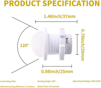 12 Pack Motion Sensor Switch 85-265V 40W, PIR Wall/Ceiling Mount with 30s Auto-Off & Night Mode