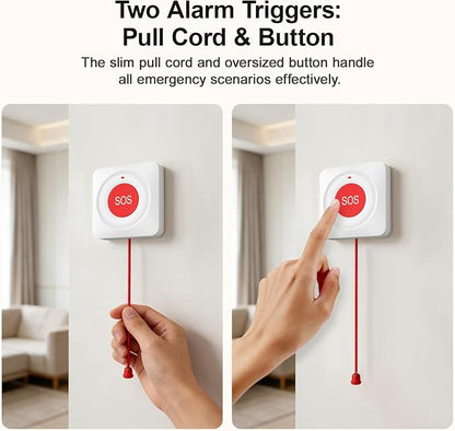 WiFi Call Button for Home Alarm System,Elderly Caregiver Caregiver Call Button with App Notification,Wireless Emergency Button SOS Alarm Bell,Work with Tuya No Monthly Fee,Waterproof