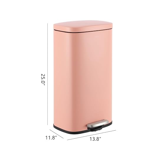 happimess Curtis 8 Gal Step Trash Can Soft Close 25", Flamingo Pink