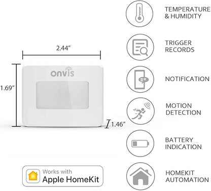 Onvis Smart Homekit Motion Sensor Indoor Humidity Gauge Hygrometer Thermometer Home Automation Trigger Bluetooth No Hub Required…