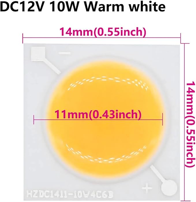10pcs 12V LED COB Ceramic Chip 10W Beads Smart IC Lighting DIY Beads High Power for Led Spotlight LED Bulb Lamp Repair White(10W Warm White)